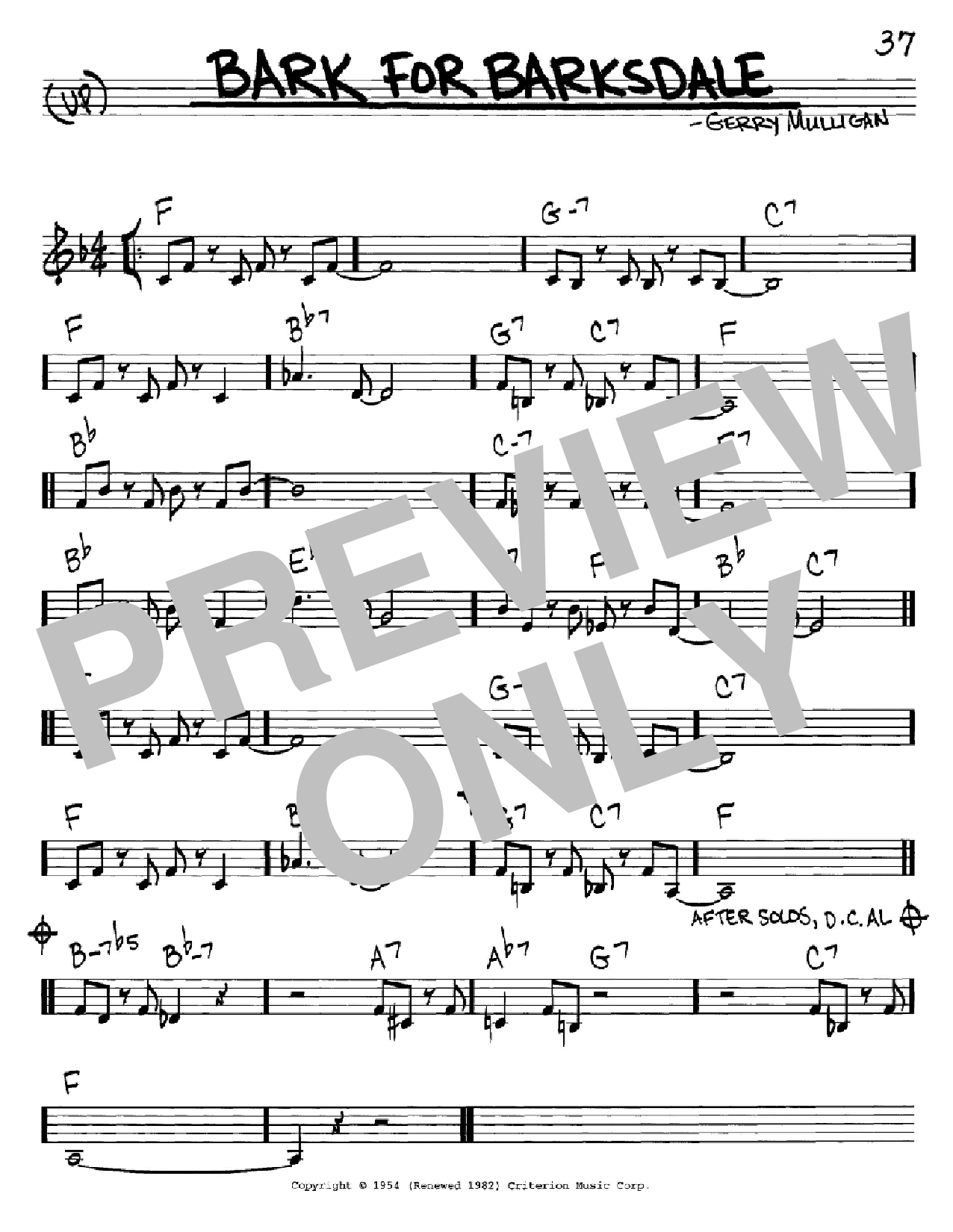 Gerry Mulligan Bark For Barksdale Sheet Music Notes & Chords for Baritone Sax Transcription - Download or Print PDF