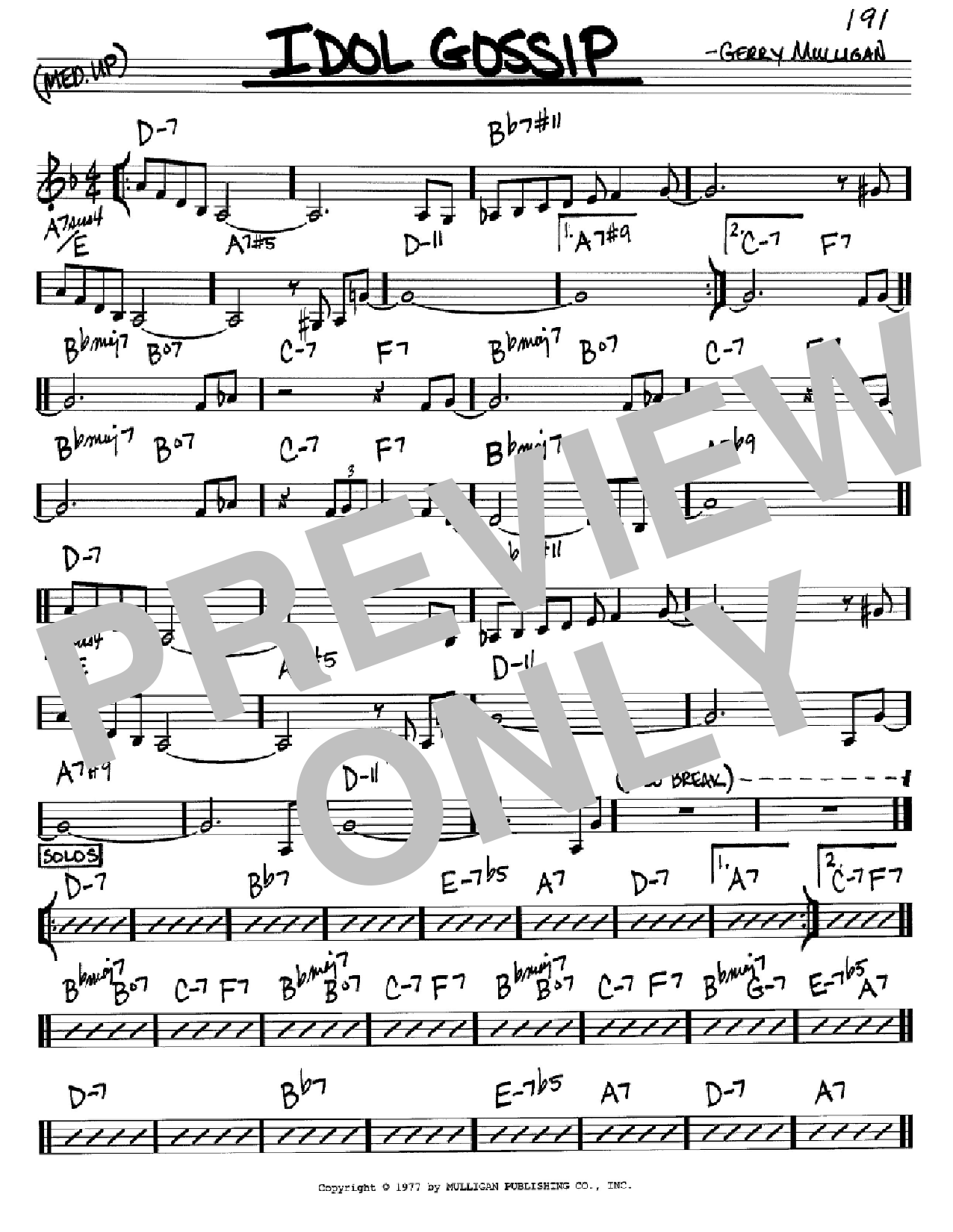 Gerry Mulligan Idol Gossip Sheet Music Notes & Chords for Real Book – Melody & Chords - Download or Print PDF