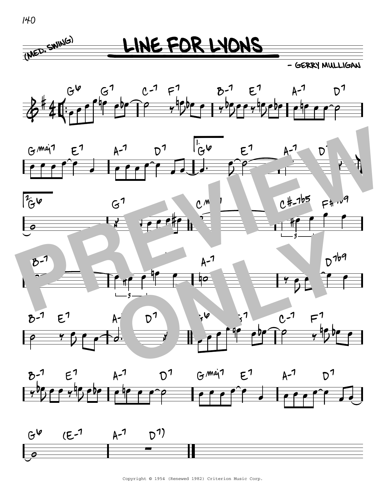 Gerry Mulligan Line For Lyons Sheet Music Notes & Chords for Piano - Download or Print PDF