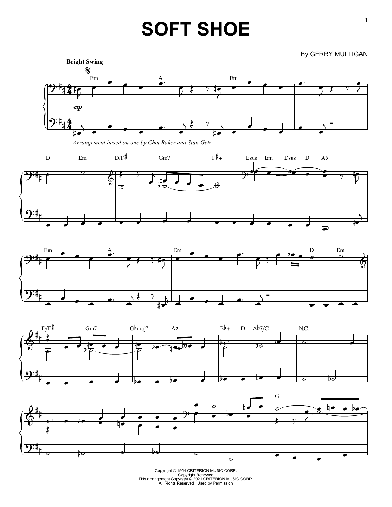 Gerry Mulligan Soft Shoe [Jazz version] (arr. Brent Edstrom) Sheet Music Notes & Chords for Piano Solo - Download or Print PDF