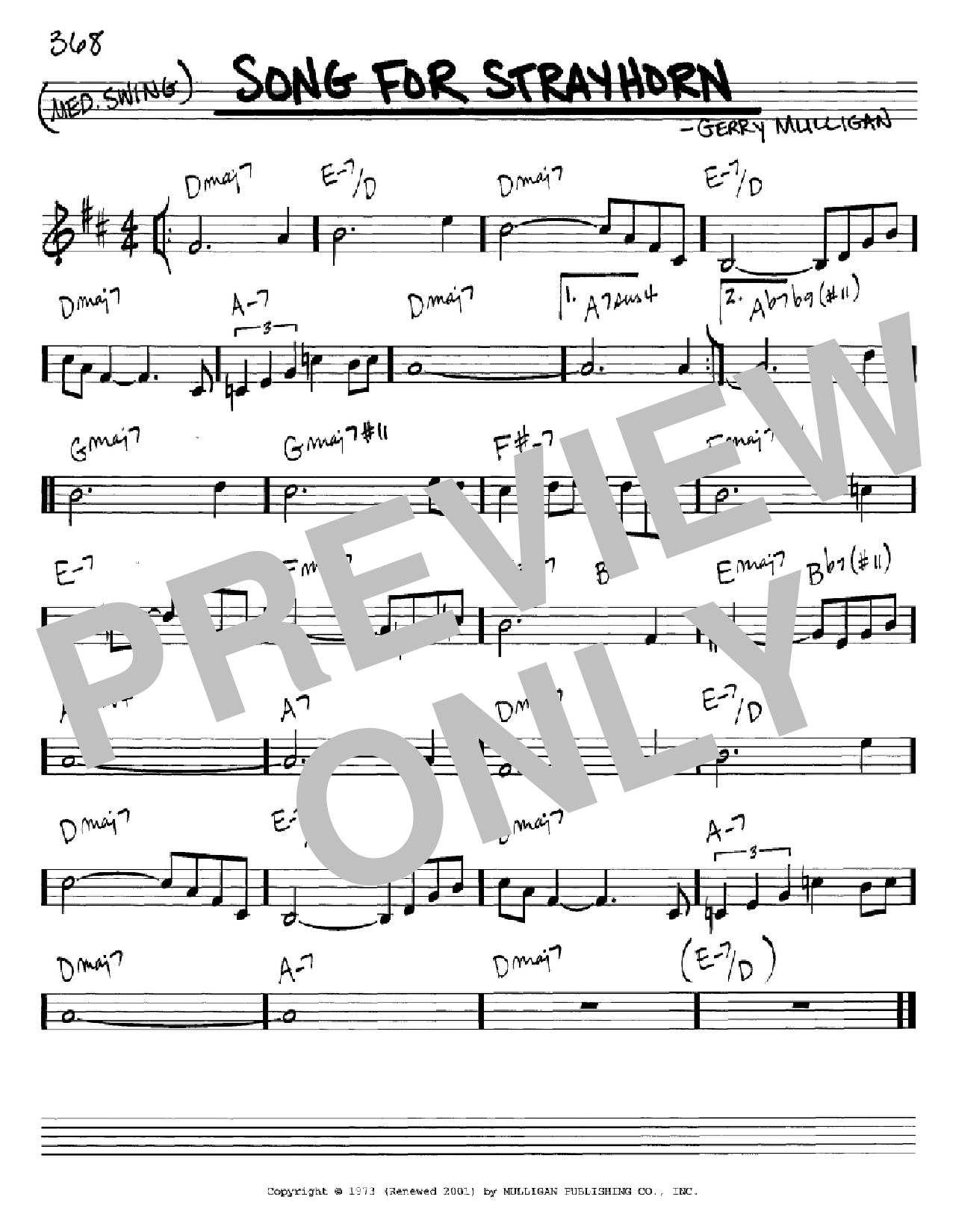 Gerry Mulligan Song For Strayhorn Sheet Music Notes & Chords for Real Book – Melody & Chords - Download or Print PDF