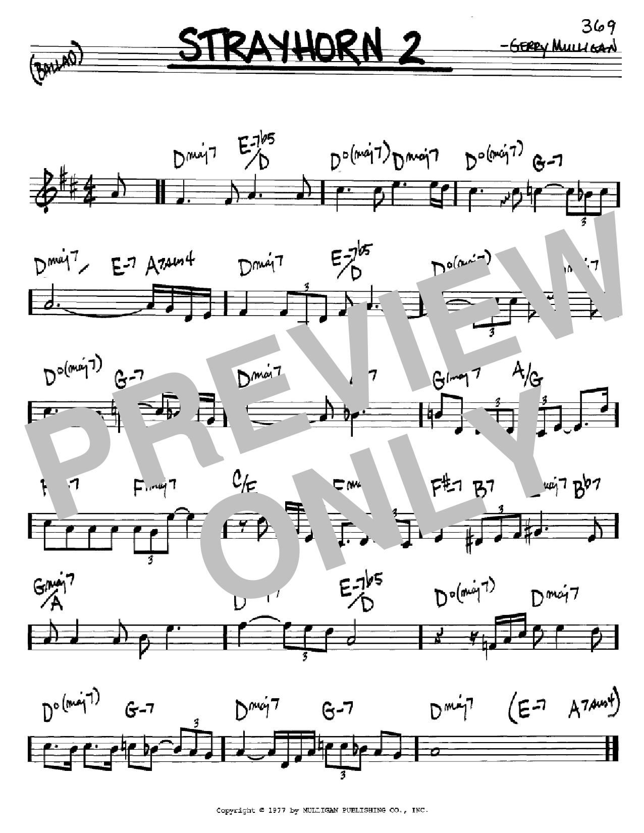Gerry Mulligan Strayhorn 2 Sheet Music Notes & Chords for Real Book – Melody & Chords - Download or Print PDF
