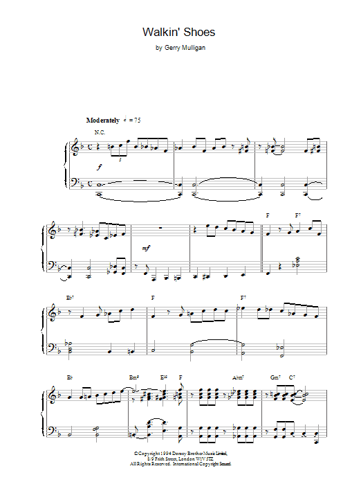 Gerry Mulligan Walkin' Shoes Sheet Music Notes & Chords for Real Book - Melody & Chords - C Instruments - Download or Print PDF