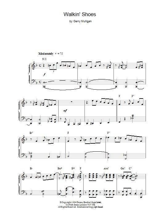 Gerry Mulligan Walkin' Shoes Sheet Music Notes & Chords for Baritone Sax Transcription - Download or Print PDF