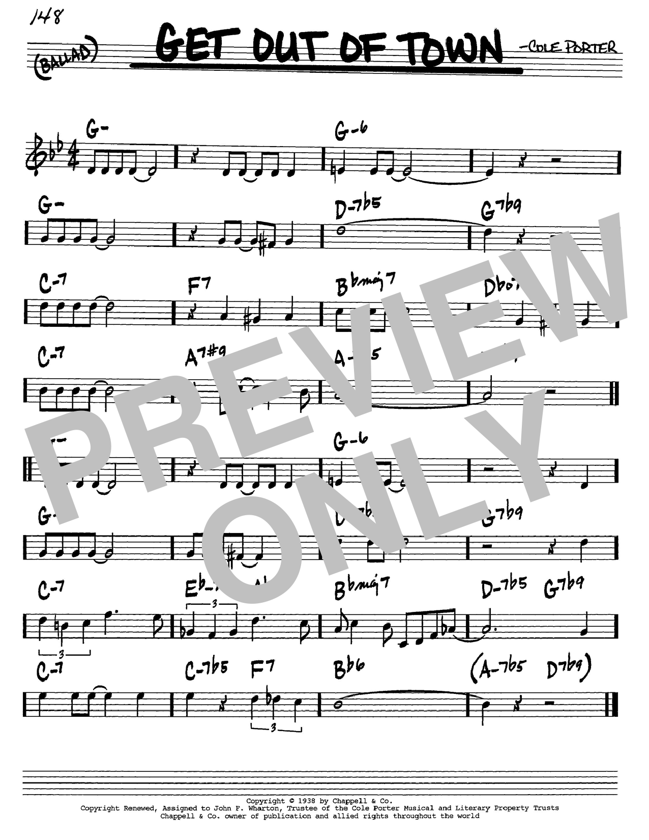 Cole Porter Get Out Of Town Sheet Music Download Pdf Score