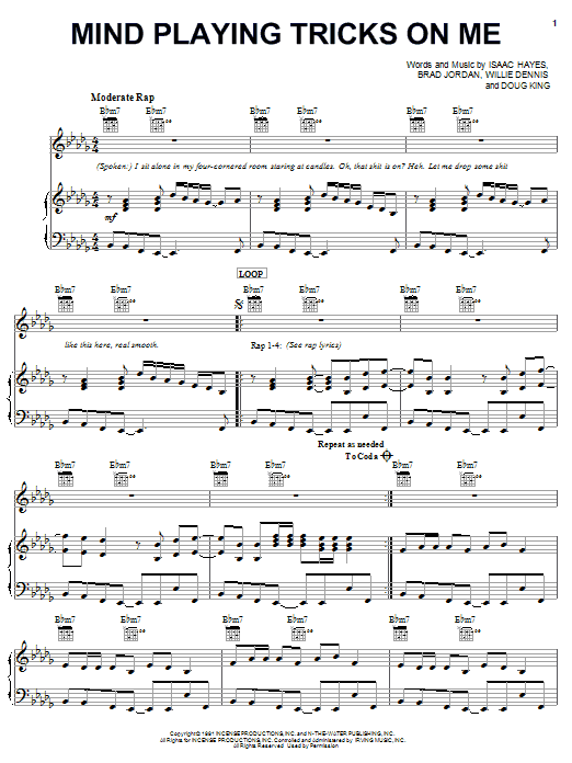 Geto Boys Mind Playing Tricks On Me Sheet Music Notes & Chords for Piano, Vocal & Guitar (Right-Hand Melody) - Download or Print PDF