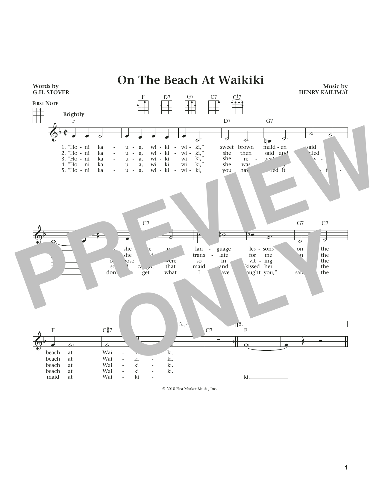 G.H. Stover On The Beach At Waikiki (from The Daily Ukulele) (arr. Liz and Jim Beloff) Sheet Music Notes & Chords for Ukulele - Download or Print PDF G.H. Stover On The Beach At Waikiki (from The Daily Ukulele) (arr. Liz and Jim Beloff) Sheet Music Notes & Chords for Ukulele - Download or Print PDF