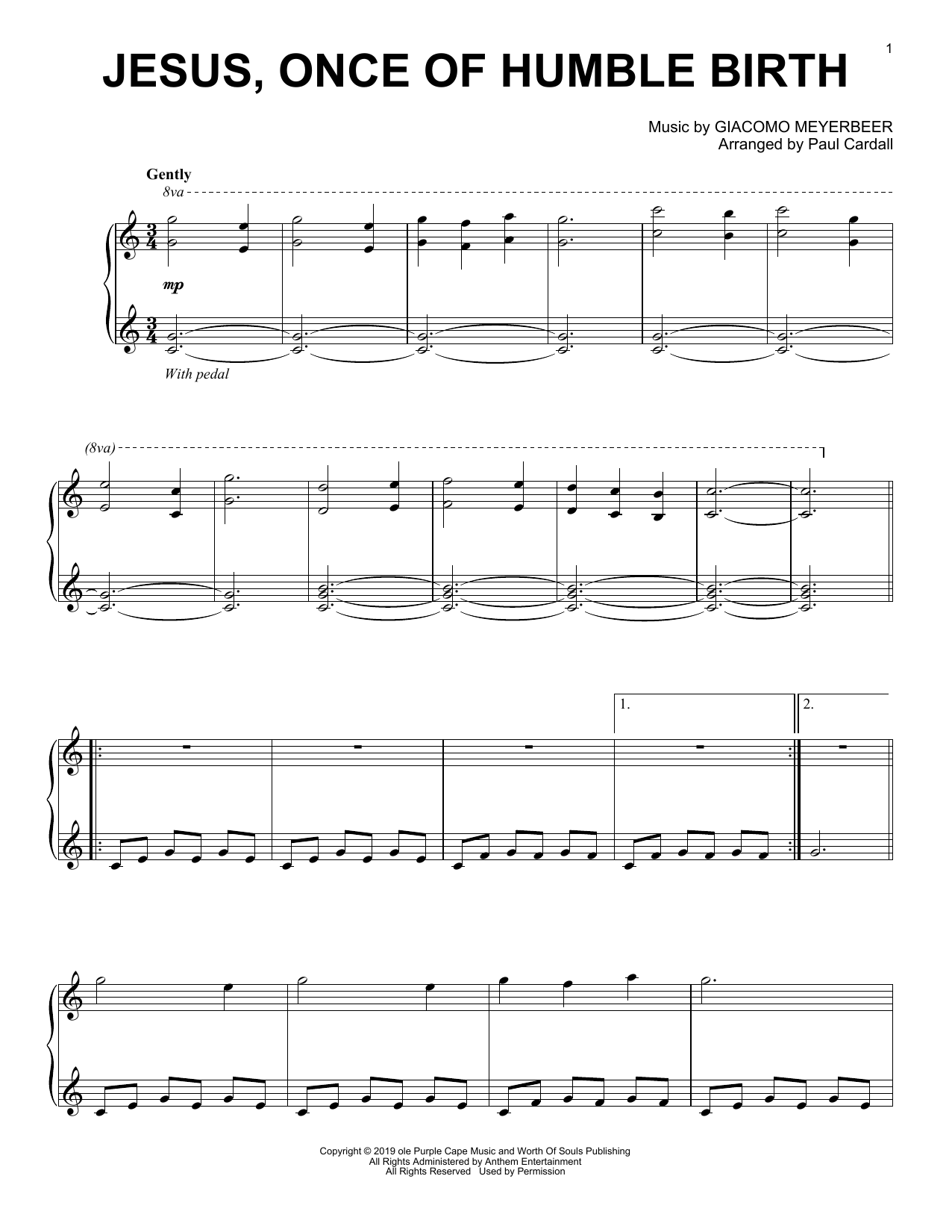 Giacomo Meyerbeer and Parley P. Pratt Jesus Once Of Humble Birth (arr. Paul Cardall) Sheet Music Notes & Chords for Piano Solo - Download or Print PDF