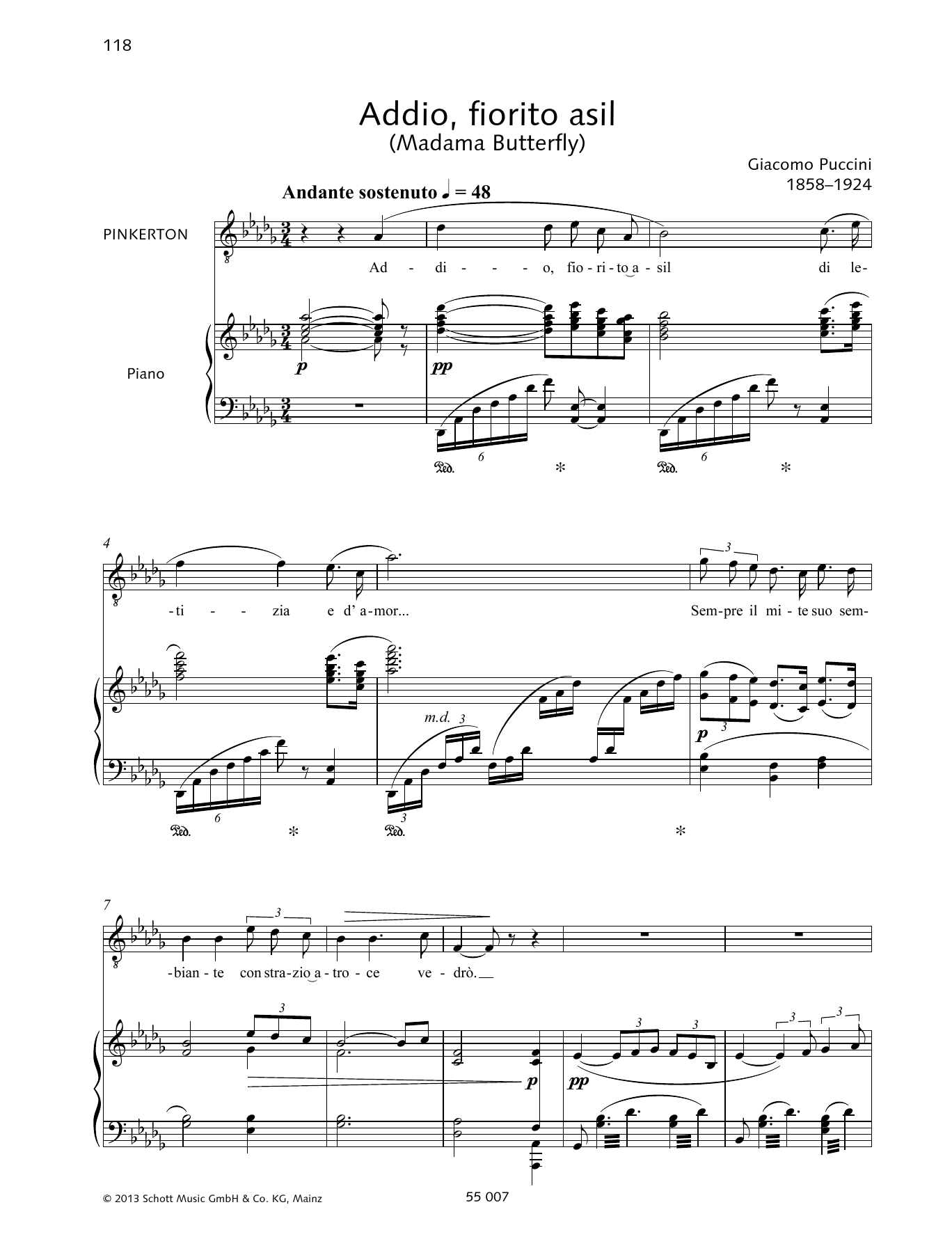Giacomo Puccini Addio, Fiorito Asil Sheet Music Notes & Chords for Piano Solo - Download or Print PDF