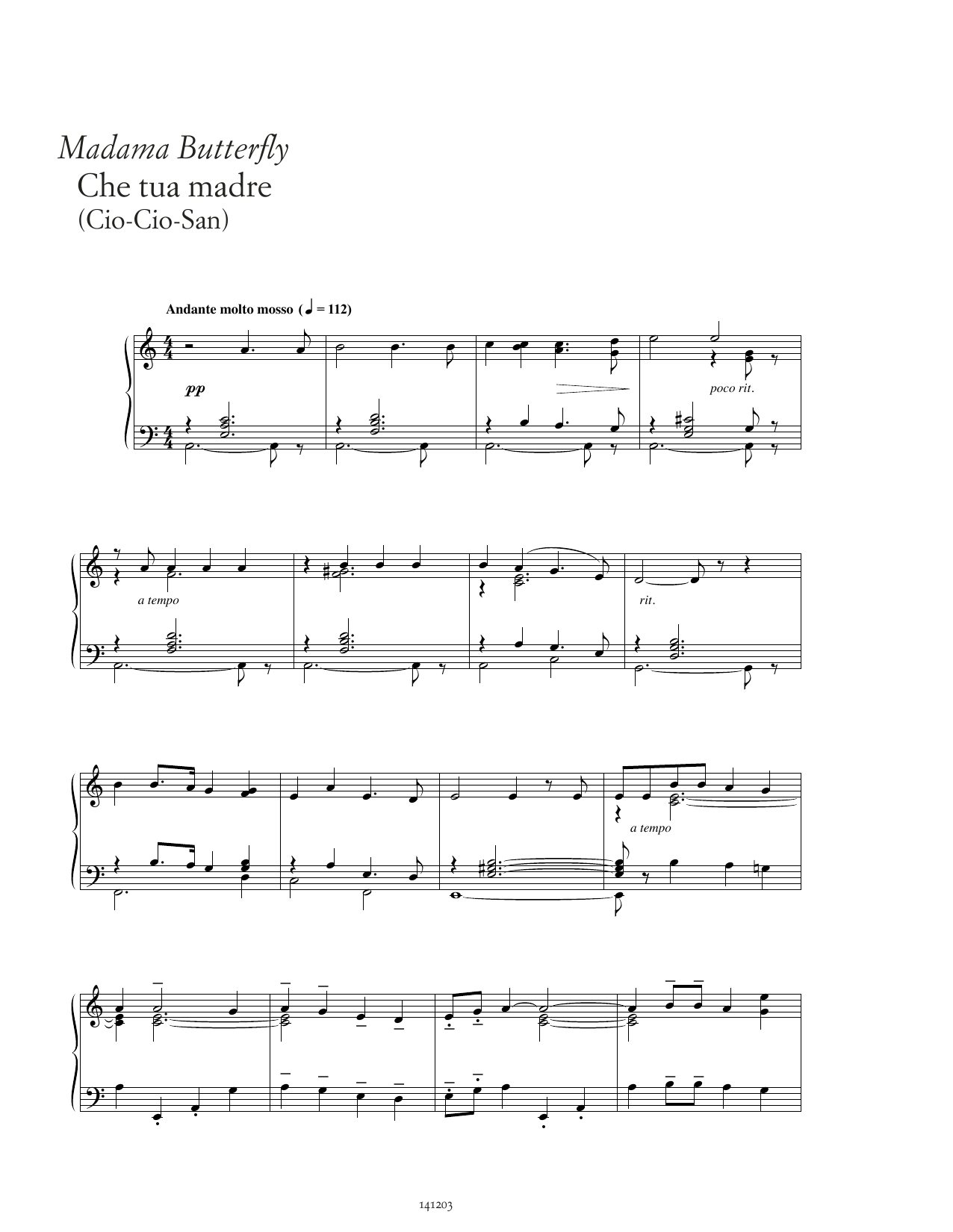 Giacomo Puccini Che tua madre Sheet Music Notes & Chords for Piano Solo - Download or Print PDF