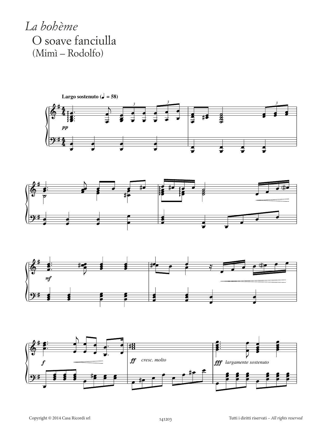 Giacomo Puccini O soave fanciulla (from La Bohème) Sheet Music Notes & Chords for Piano Solo - Download or Print PDF