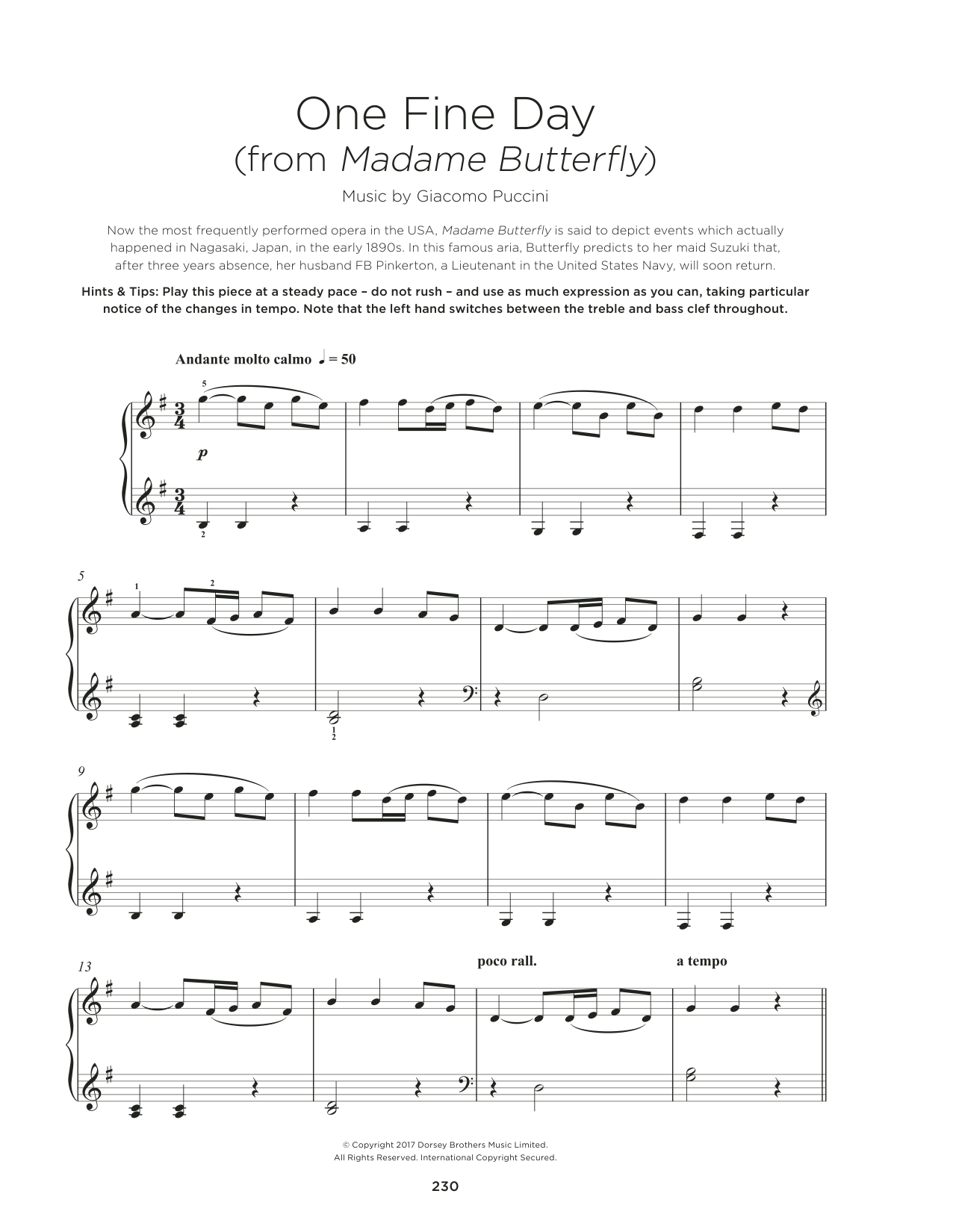 Giacomo Puccini One Fine Day Sheet Music Notes & Chords for Beginner Piano - Download or Print PDF