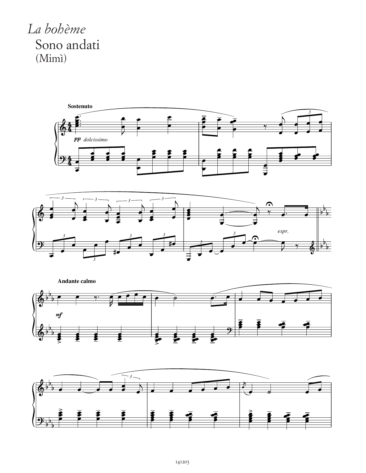 Giacomo Puccini Sono andati? (from La Bohème) Sheet Music Notes & Chords for Piano Solo - Download or Print PDF