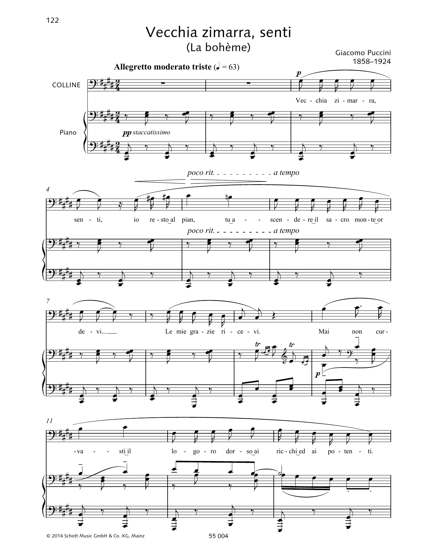 Giacomo Puccini Vecchia zimarra, senti Sheet Music Notes & Chords for Piano & Vocal - Download or Print PDF