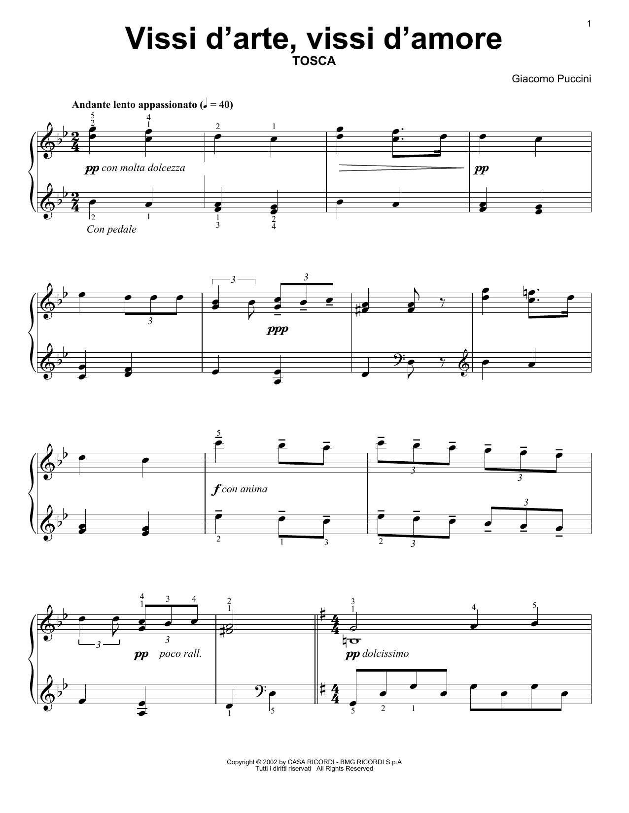 Giacomo Puccini Vissi D'Arte, Vissi D'Amore Sheet Music Notes & Chords for Cello and Piano - Download or Print PDF