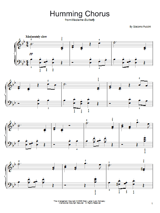 Humming Chorus (Butterfly) sheet music