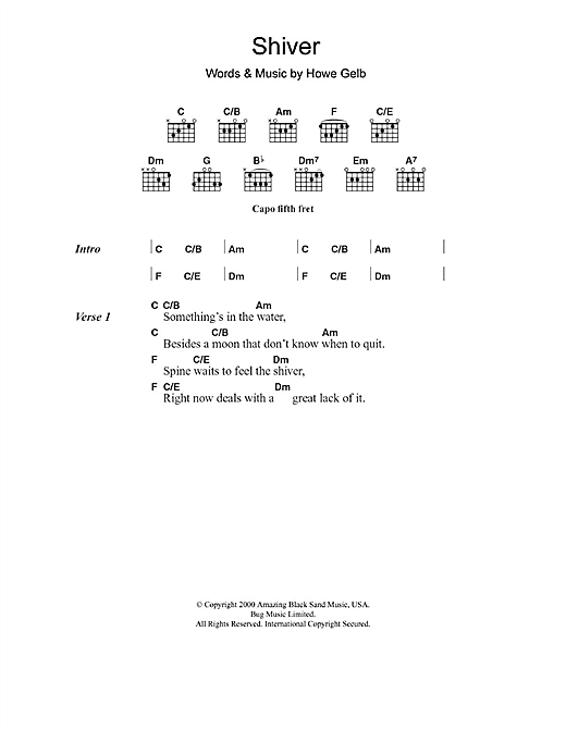 Giant Sand Shiver Sheet Music Notes & Chords for Lyrics & Chords - Download or Print PDF