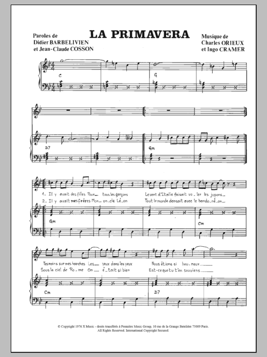 Gigliola Cinquetti La Primavera Sheet Music Notes & Chords for Piano & Vocal - Download or Print PDF