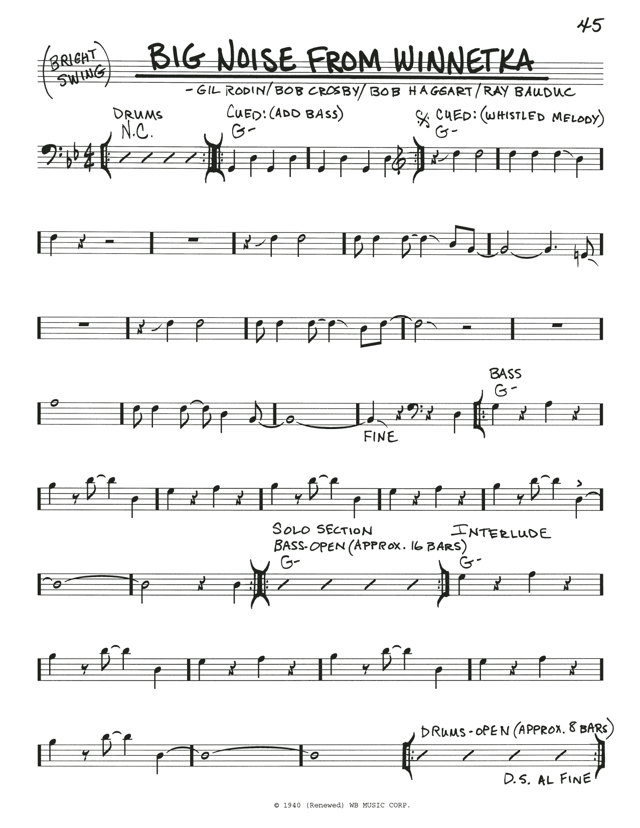 Gil Rodin Big Noise From Winnetka Sheet Music Notes & Chords for Real Book – Melody & Chords - Download or Print PDF