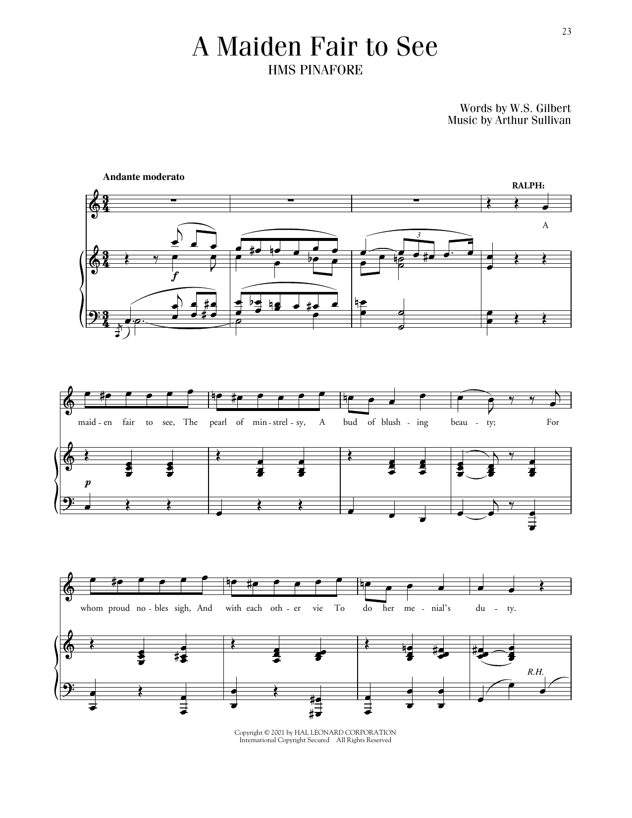 Gilbert & Sullivan A Maiden Fair To See (from H.M.S. Pinafore) Sheet Music Notes & Chords for Piano & Vocal - Download or Print PDF