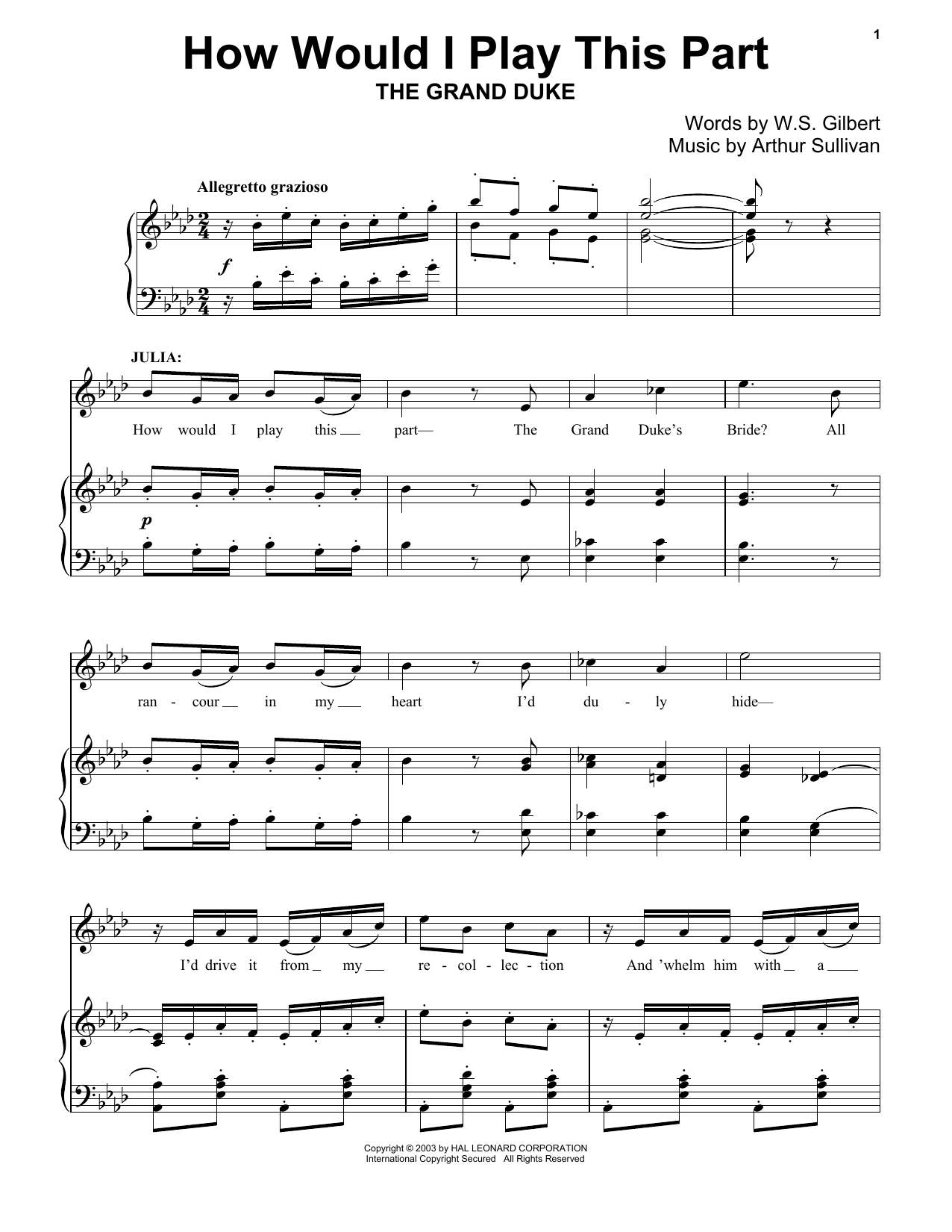 Gilbert & Sullivan How Would I Play This Part Sheet Music Notes & Chords for Piano - Download or Print PDF