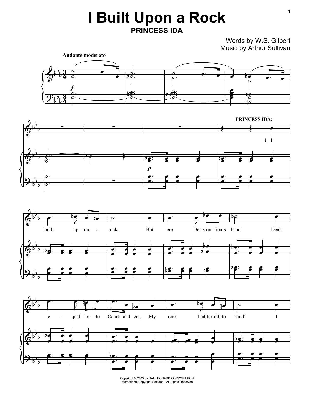 Gilbert & Sullivan I Built Upon A Rock Sheet Music Notes & Chords for Piano - Download or Print PDF