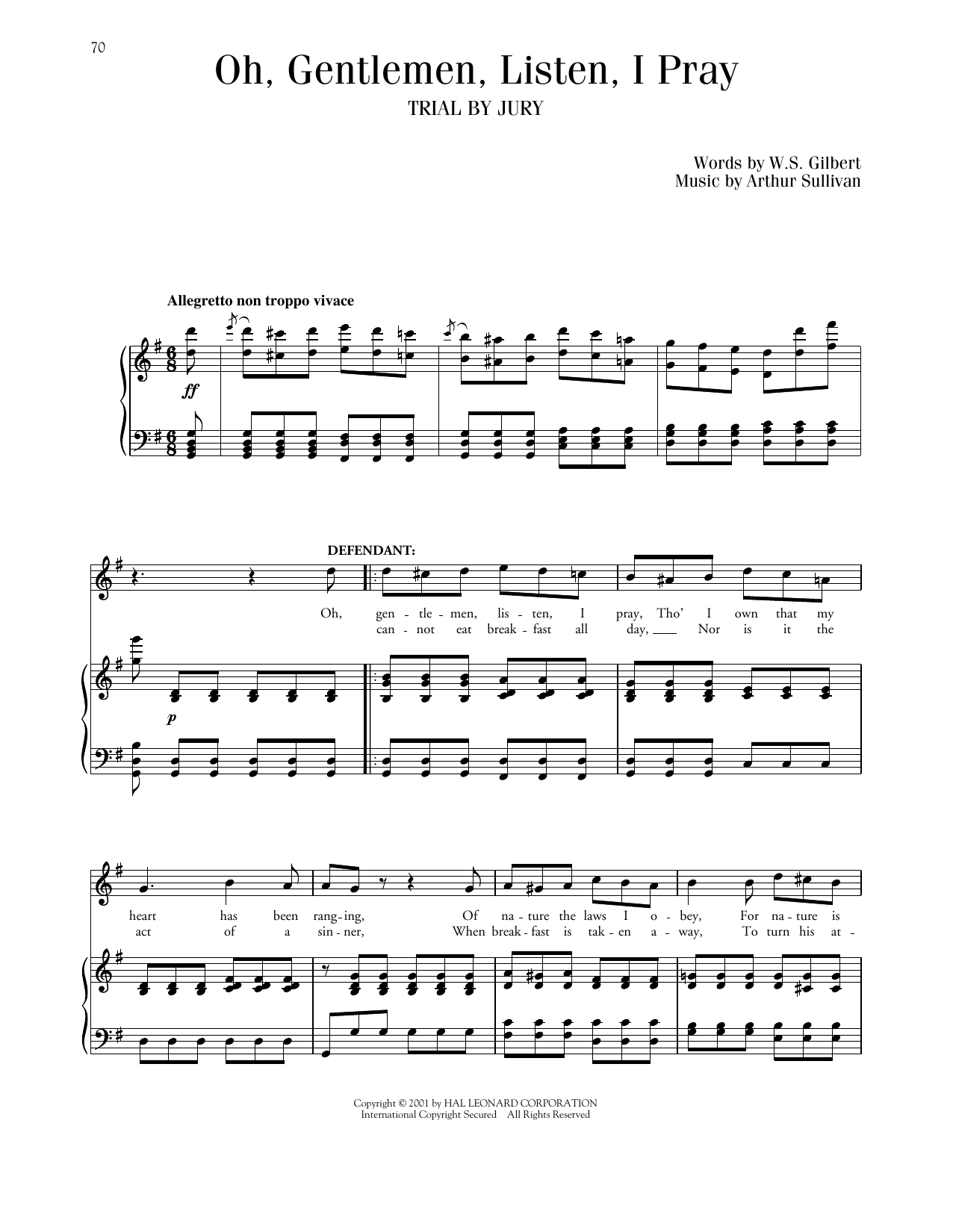 Gilbert & Sullivan Oh, Gentlemen, Listen, I Pray (from Trial By Jury) Sheet Music Notes & Chords for Piano & Vocal - Download or Print PDF Gilbert & Sullivan Oh, Gentlemen, Listen, I Pray (from Trial By Jury) Sheet Music Notes & Chords for Piano & Vocal - Download or Print PDF