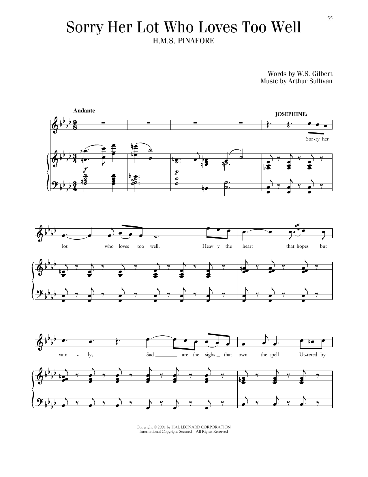 Gilbert & Sullivan Sorry Her Lot Who Loves Too Well (from H.M.S. Pinafore) Sheet Music Notes & Chords for Piano & Vocal - Download or Print PDF Gilbert & Sullivan Sorry Her Lot Who Loves Too Well (from H.M.S. Pinafore) Sheet Music Notes & Chords for Piano & Vocal - Download or Print PDF