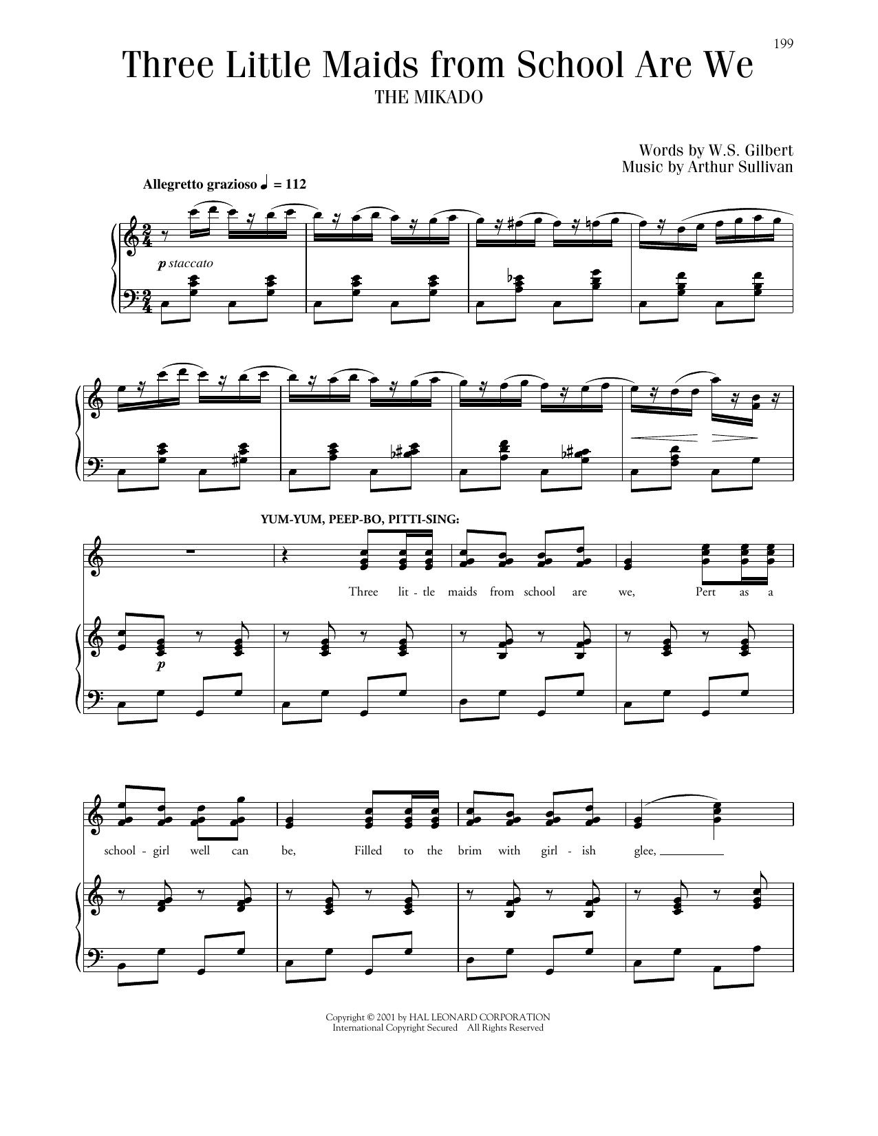 Gilbert & Sullivan Three Little Maids Sheet Music Notes & Chords for Piano & Vocal - Download or Print PDF