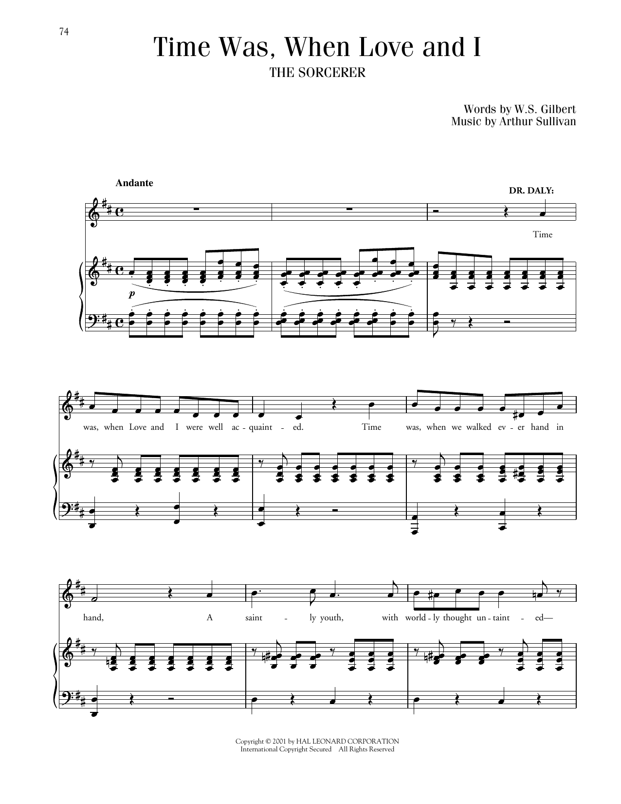 Gilbert & Sullivan Time Was, When Love And I (from The Sorcerer) Sheet Music Notes & Chords for Piano & Vocal - Download or Print PDF