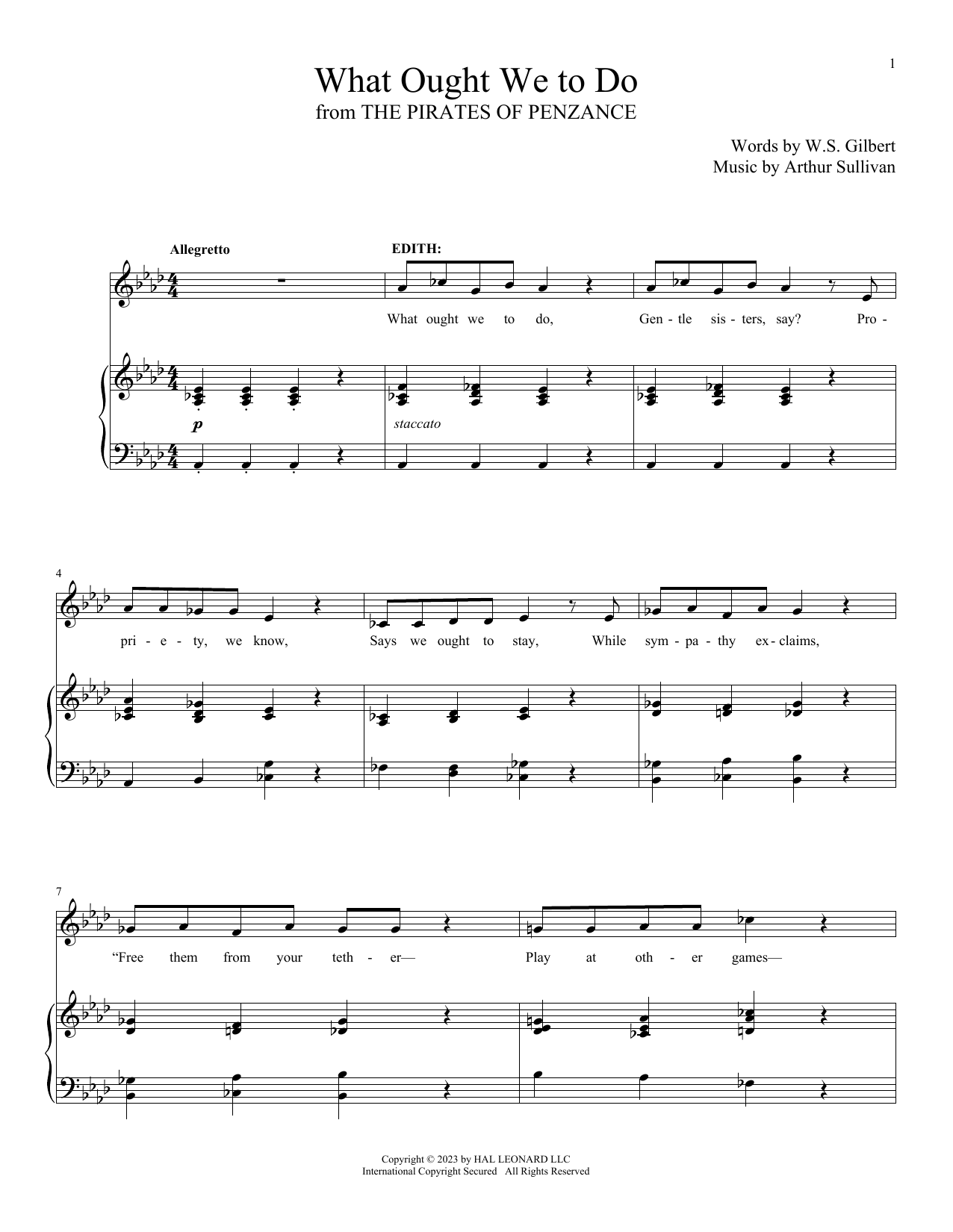 Gilbert & Sullivan What Ought We To Do (from The Pirates Of Penzance) Sheet Music Notes & Chords for Piano & Vocal - Download or Print PDF