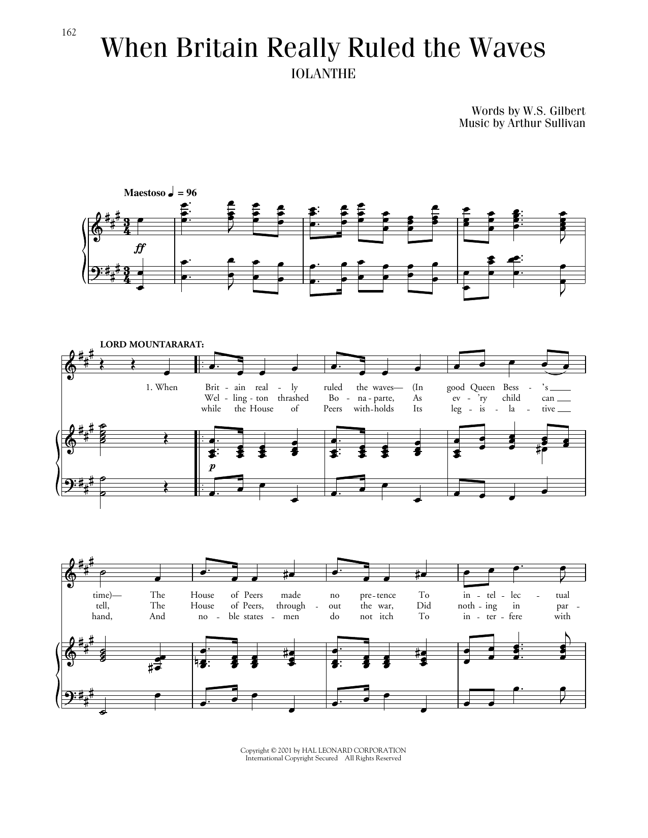 Gilbert & Sullivan When Britain Really Ruled The Waves Sheet Music Notes & Chords for Piano & Vocal - Download or Print PDF