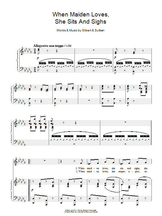 Gilbert & Sullivan When Maiden Loves, She Sits And Sighs Sheet Music Notes & Chords for Piano & Vocal - Download or Print PDF