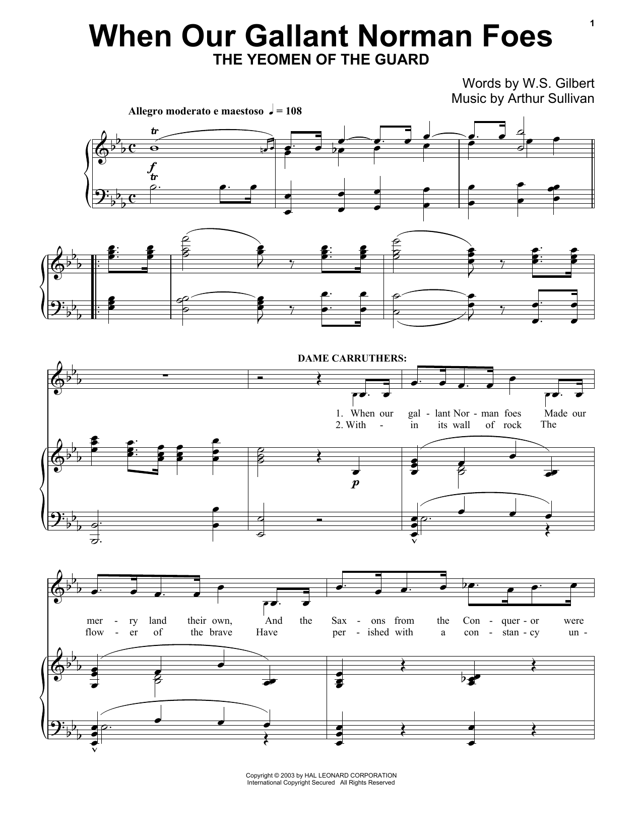 Gilbert & Sullivan When Our Galland Norman Foes Sheet Music Notes & Chords for Piano - Download or Print PDF