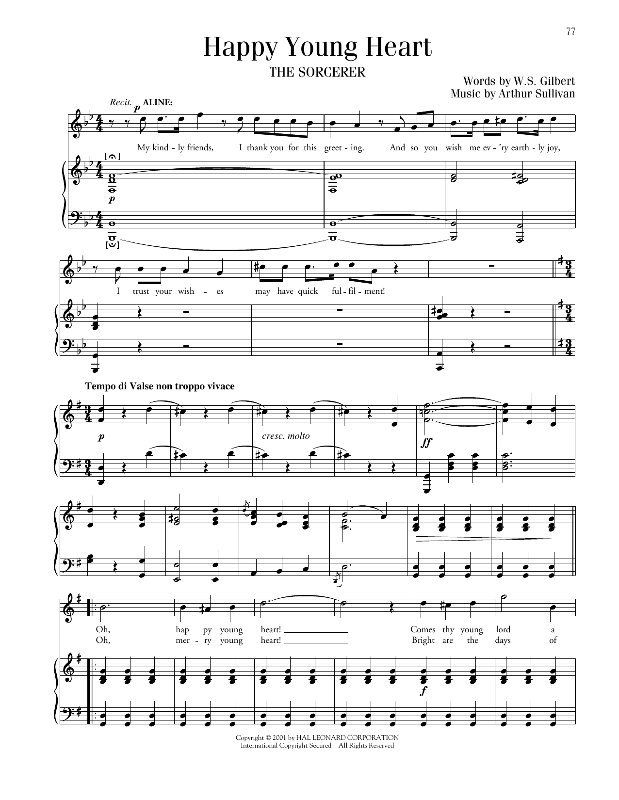Gilbert & Sullivan Happy Young Heart (from The Sorcerer) Sheet Music Notes & Chords for Piano & Vocal - Download or Print PDF