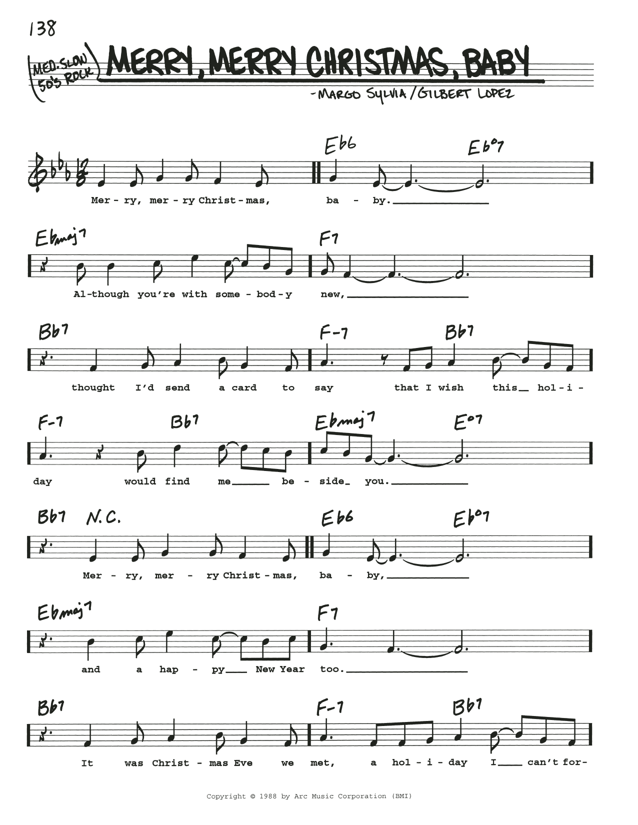 Gilbert Lopez Merry, Merry Christmas Baby Sheet Music Notes & Chords for Melody Line, Lyrics & Chords - Download or Print PDF