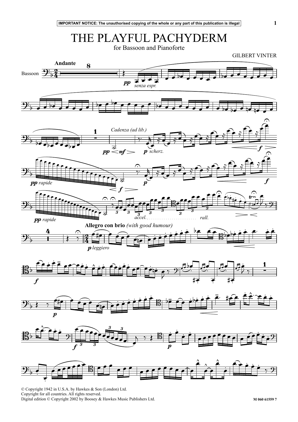 Gilbert Vinter The Playful Pachyderm Sheet Music Notes & Chords for Instrumental Solo - Download or Print PDF