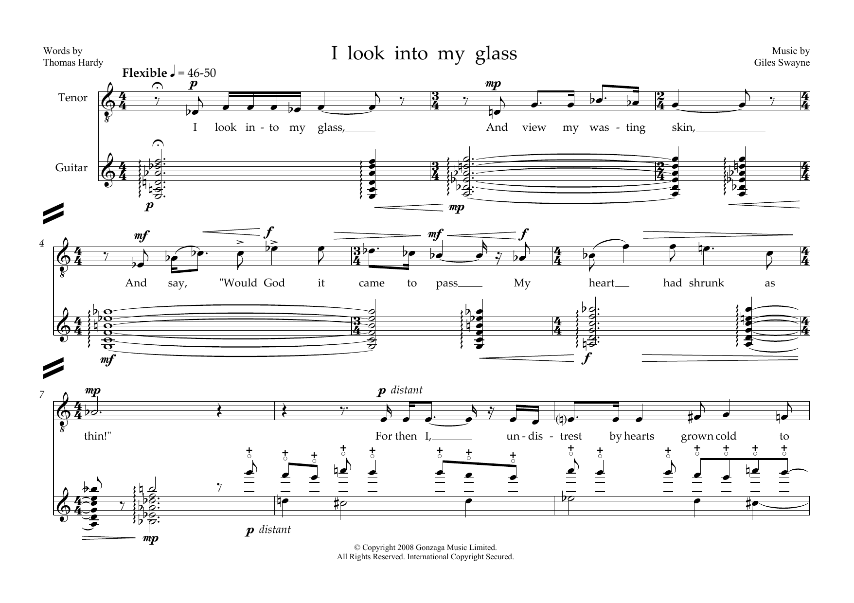 Giles Swayne I look into my glass (for tenor and guitar) Sheet Music Notes & Chords for Piano & Vocal - Download or Print PDF