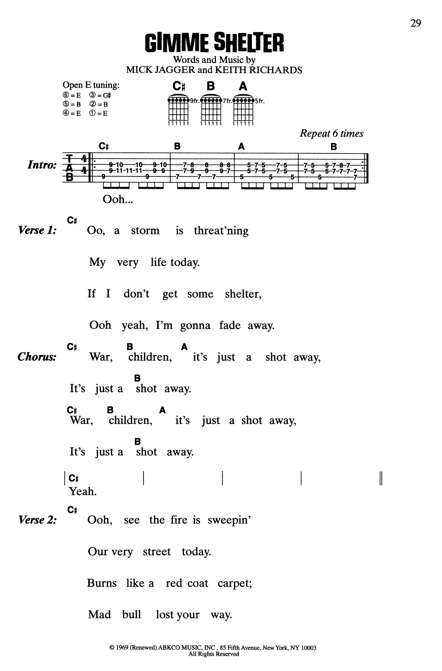 Rolling Stones Gimme Shelter Sheet Music Download Pdf Score 4264