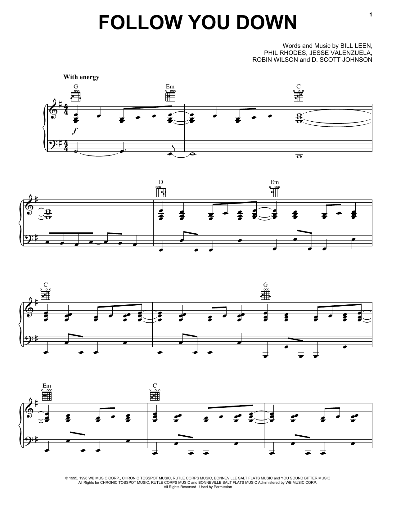 Gin Blossoms Follow You Down Sheet Music Notes & Chords for Ukulele - Download or Print PDF