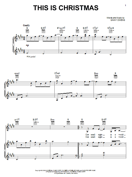 Ginny Owens This Is Christmas Sheet Music Notes & Chords for Piano, Vocal & Guitar (Right-Hand Melody) - Download or Print PDF