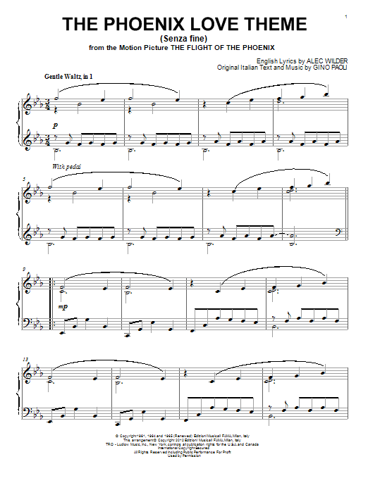 The Phoenix Love Theme (Senza Fine) sheet music