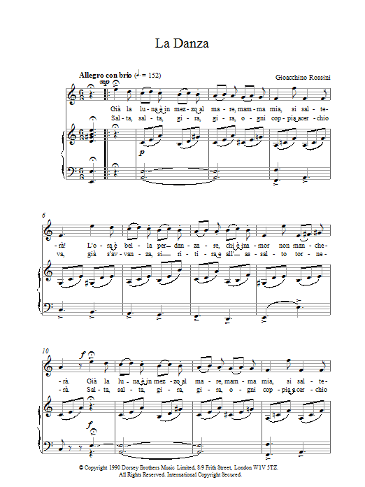 Gioacchino Rossini LaDanza Sheet Music Notes & Chords for Piano & Vocal - Download or Print PDF