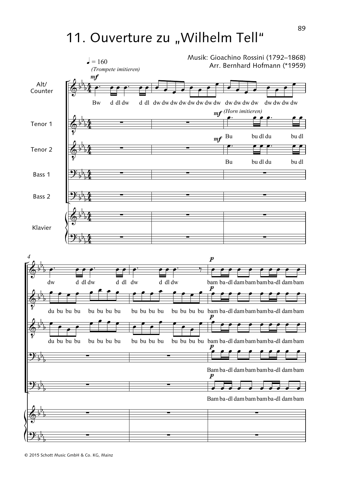 Gioacchino Rossini Ouverture zu Wilhelm Tell Sheet Music Notes & Chords for Choral - Download or Print PDF