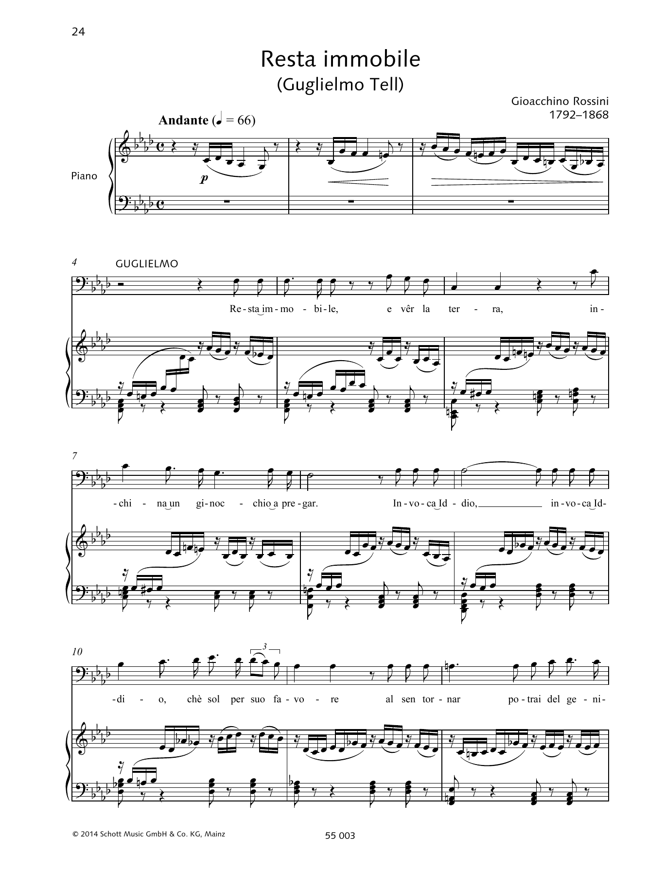 Gioacchino Rossini Resta immobile Sheet Music Notes & Chords for Piano & Vocal - Download or Print PDF