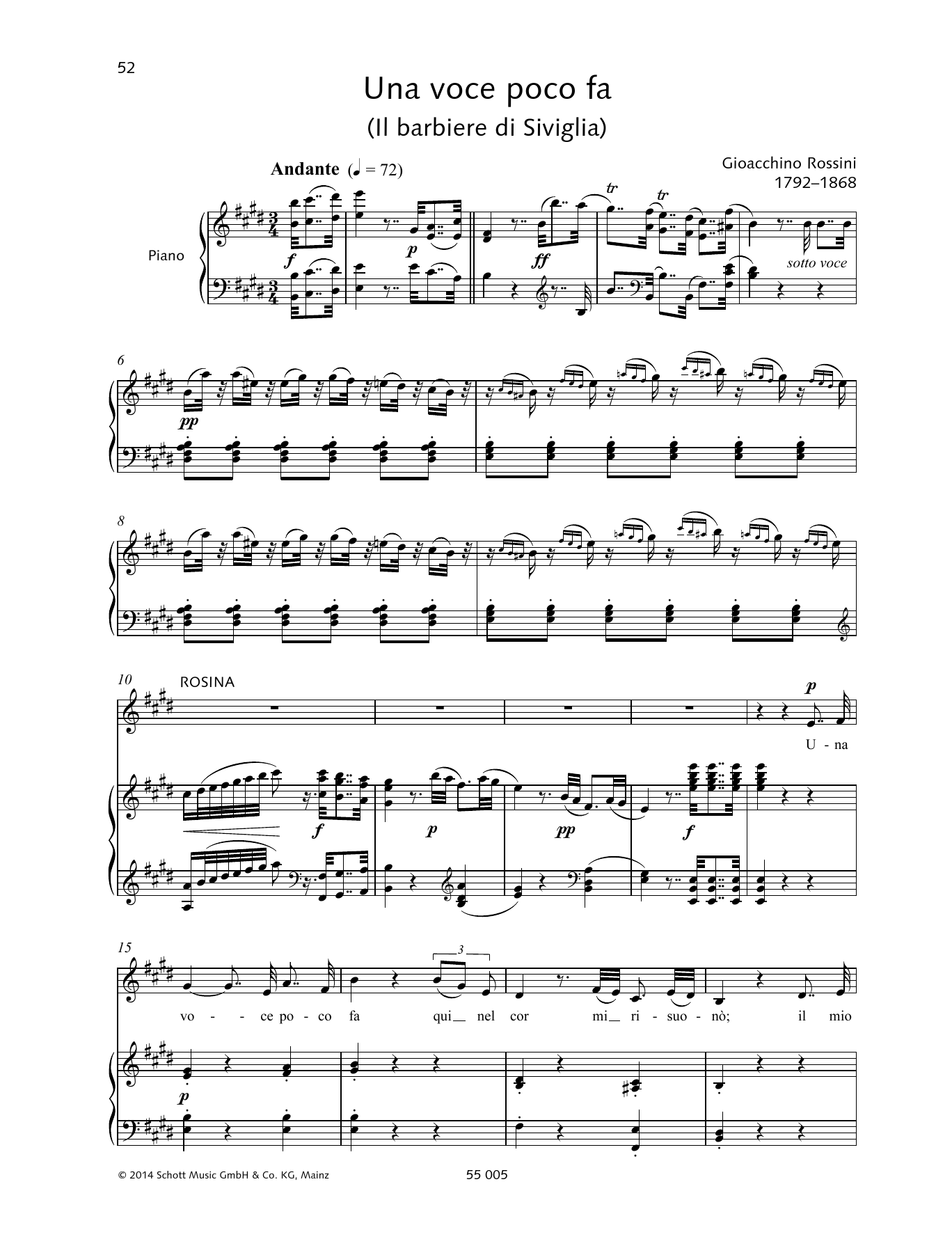 Gioacchino Rossini Una voce poco fa Sheet Music Notes & Chords for Piano & Vocal - Download or Print PDF