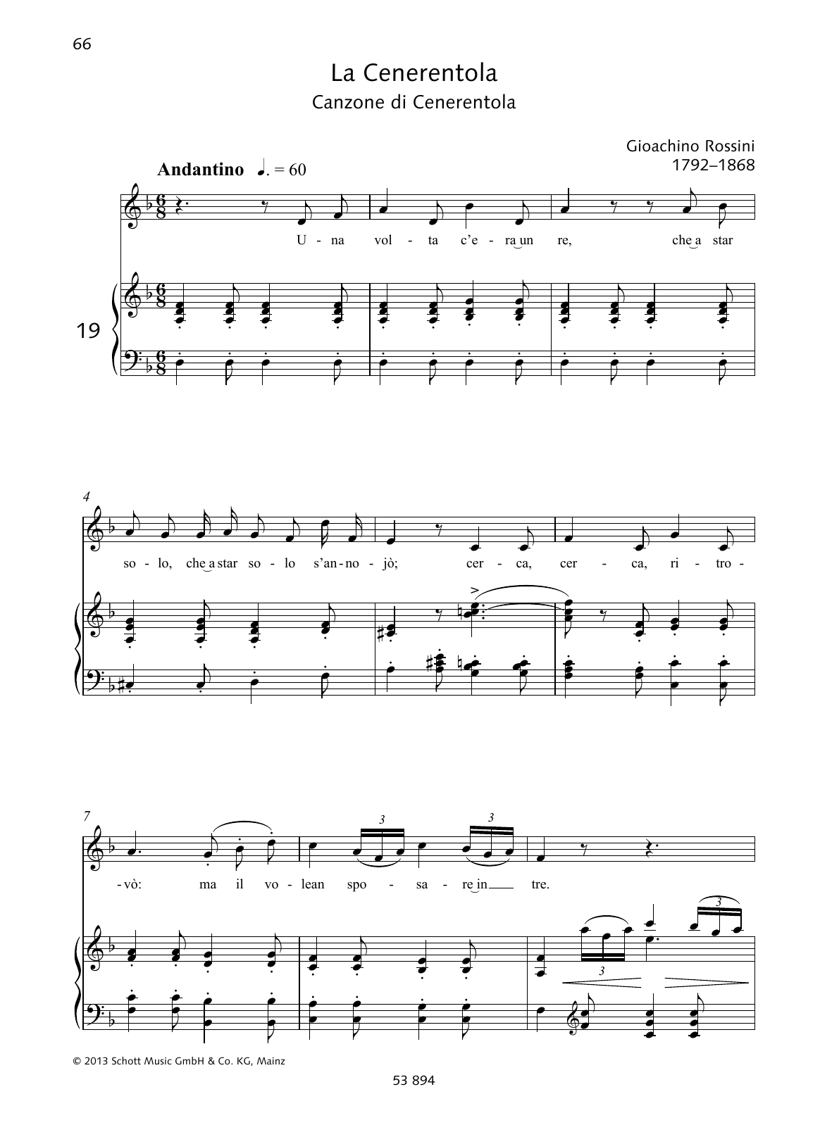 Gioacchino Rossini Una volta c'era unre Sheet Music Notes & Chords for Piano & Vocal - Download or Print PDF
