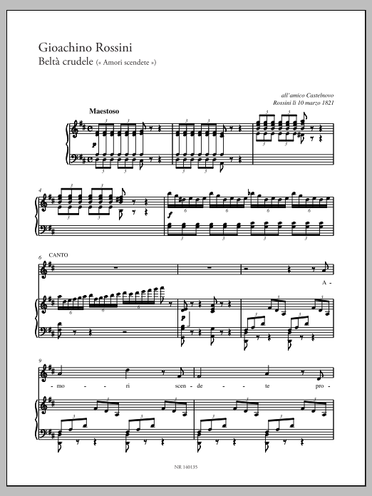 Gioachino Rossini Beltà crudele Sheet Music Notes & Chords for Piano & Vocal - Download or Print PDF