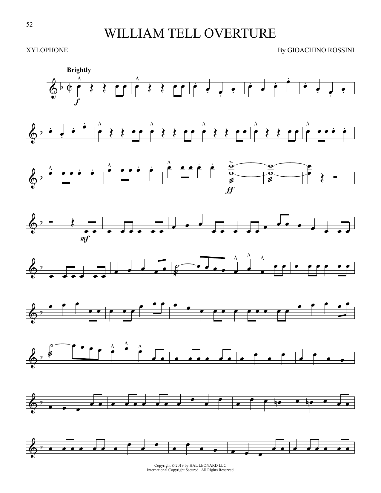 Gioachino Rossini William Tell Overture Sheet Music Notes & Chords for Xylophone Solo - Download or Print PDF