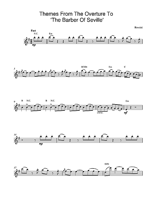 Preview Gioachino Rossini The Barber Of Seville Overture Classical sheet music, notes and chords for Melody Line & Chords, SKU: 13963 The Barber Of Seville Overture sheet music